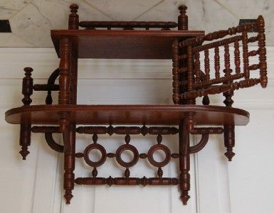 VICTORIAN EASTLAKE 2 SHELF WALL UNIT W ELABORATE STICK AND BALL DESIGN 