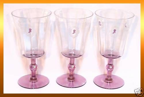   AMETHYST Stem CAMEO Silhouette WINE GLASSES Matched Set of 6  