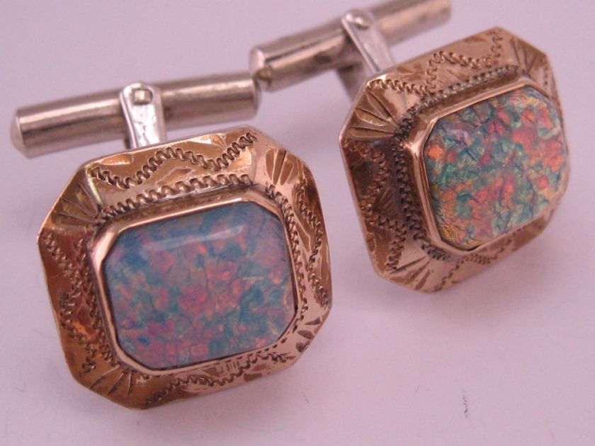 Vintage Mexican Signed Cufflinks Gilt Sterling Silver Dragons Breath 