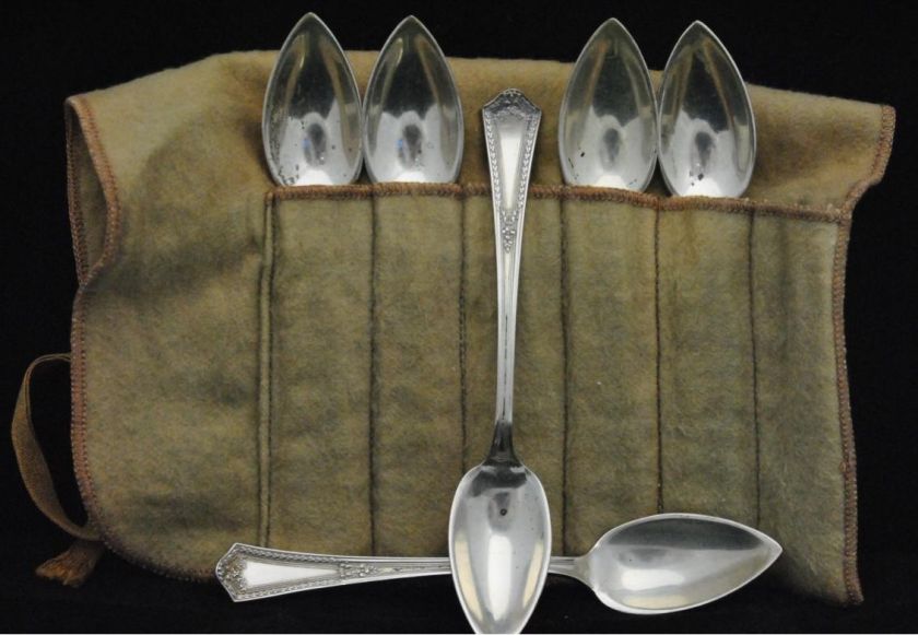 Vintage Sterling Silver JS Co Grapefruit Spoons Set Silverware Storage 