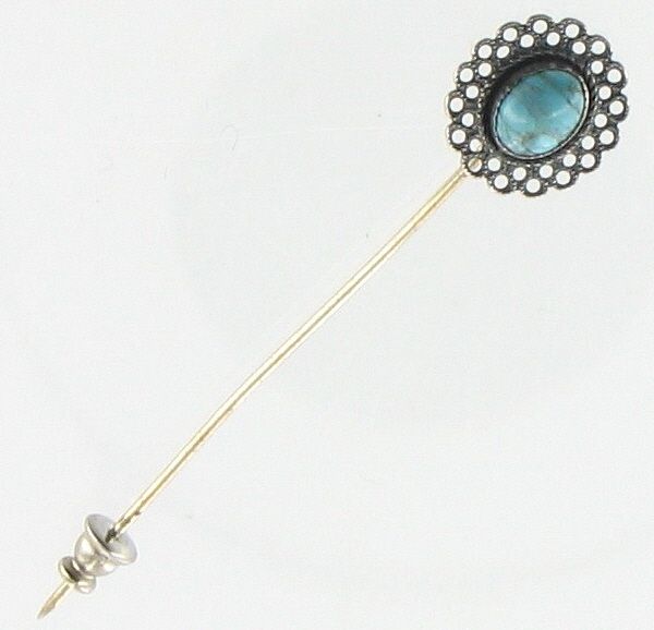 VINTAGE STERLING TURQUOISE FILIGREE STICK PIN  