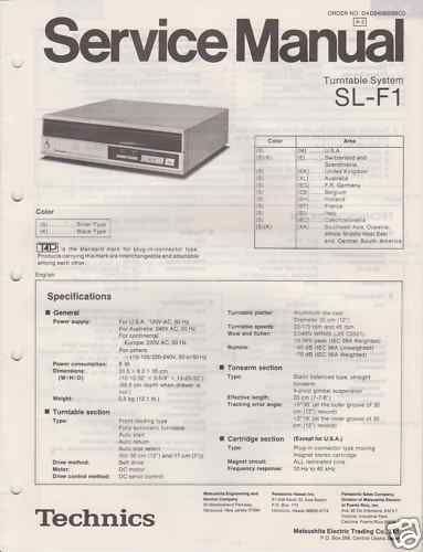 Technics SL F1 SERVICE MANUAL ORIGINAL FREE USA SHIP  