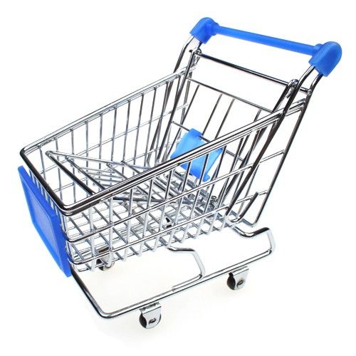 Cute Mini Shopping Cart Toy Desk/Kitchen Organizer Chrome & Coloured 