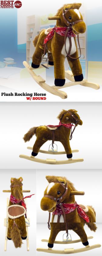   Horse Plush Brown With Sound toy Boys Rocking Horse Solid Construction