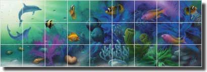 Miller Tropical Fish Dolphin Art Ceramic Tile Mural  