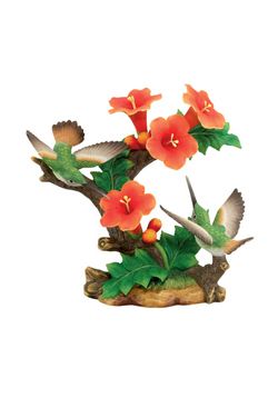 Dbl HUMMINGBIRDS TRUMPET FLOWERS Figure Andrea Sadek  