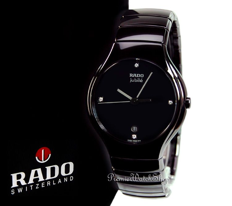   RADO TRUE JUBILE R27653742   BLACK CERAMIC MENS DIAMOND WATCH  