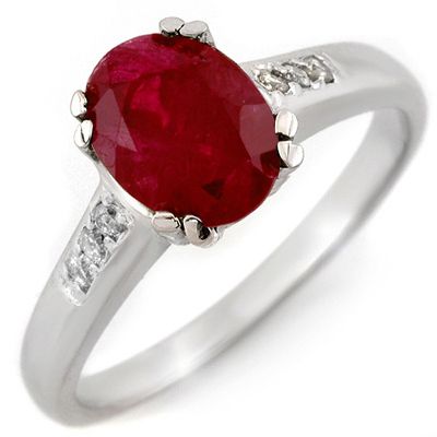 Genuine 1.60 ctw Ruby & Diamond Ring 10K White Gold  