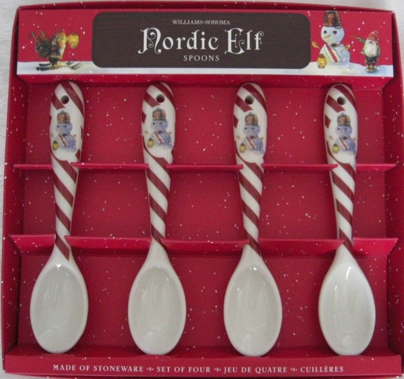 WILLIAMS SONOMA NORDIC ELF 4PC SPOON SET   NIB  